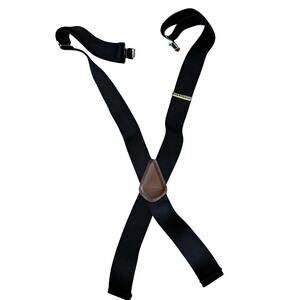 Carhartt Black Leather Suspenders Heavy Duty Elastic Y-Back Workwear Adjustable
